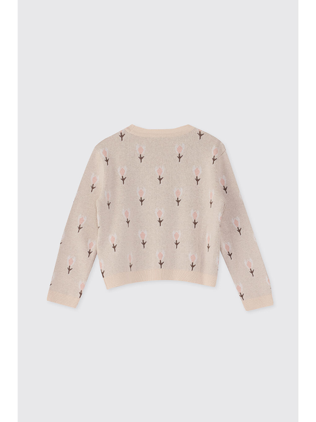 Kız Çocuk Beli Lastikli Bej 2'li Triko Takım-4