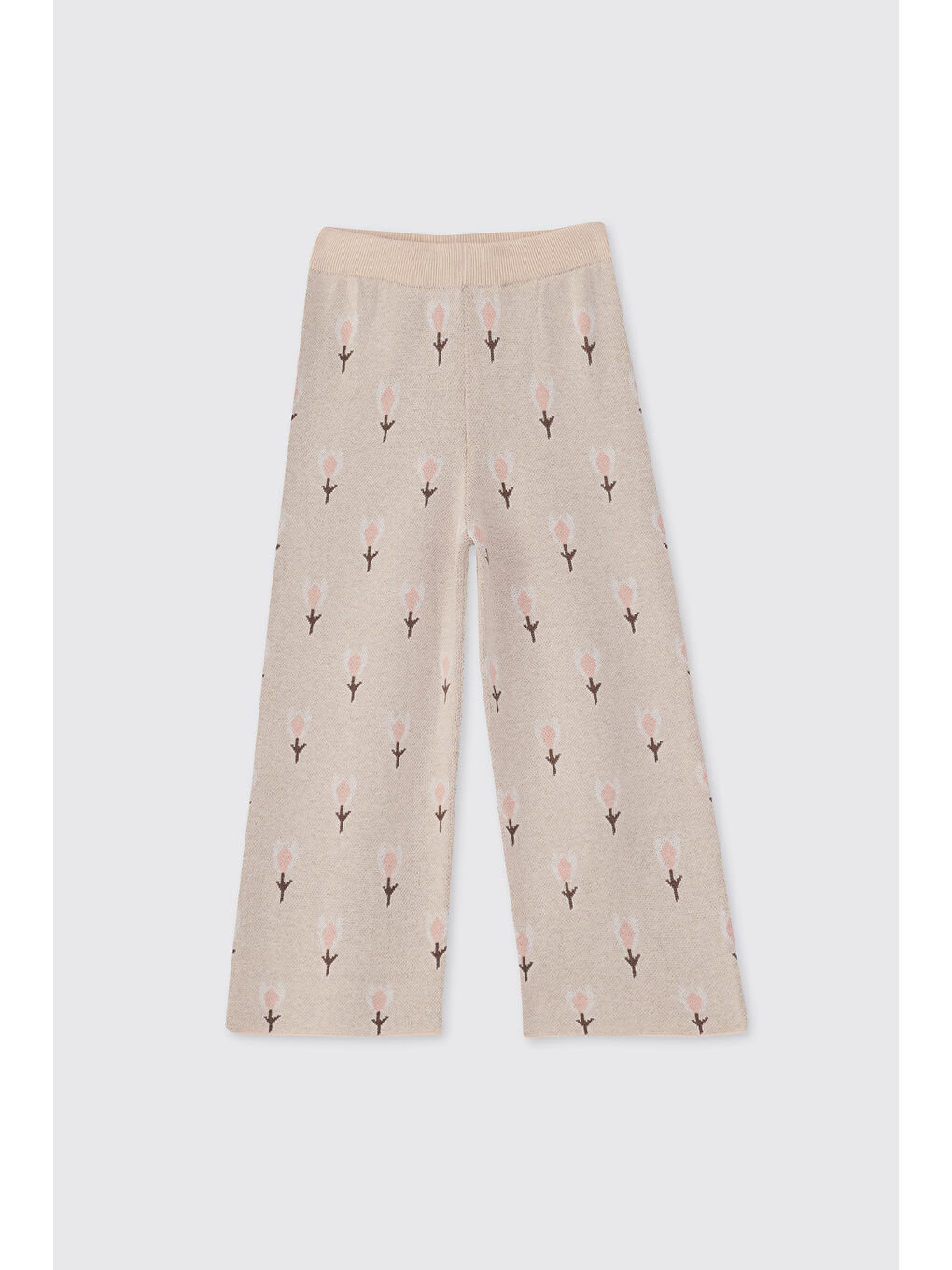 Kız Çocuk Beli Lastikli Bej 2'li Triko Takım-6