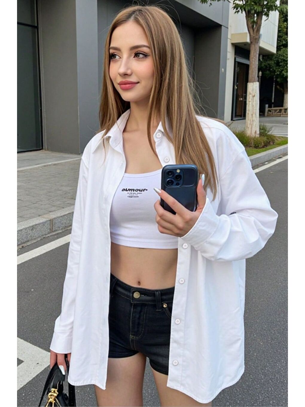 Kadın Beyaz Trend Gömlek-2