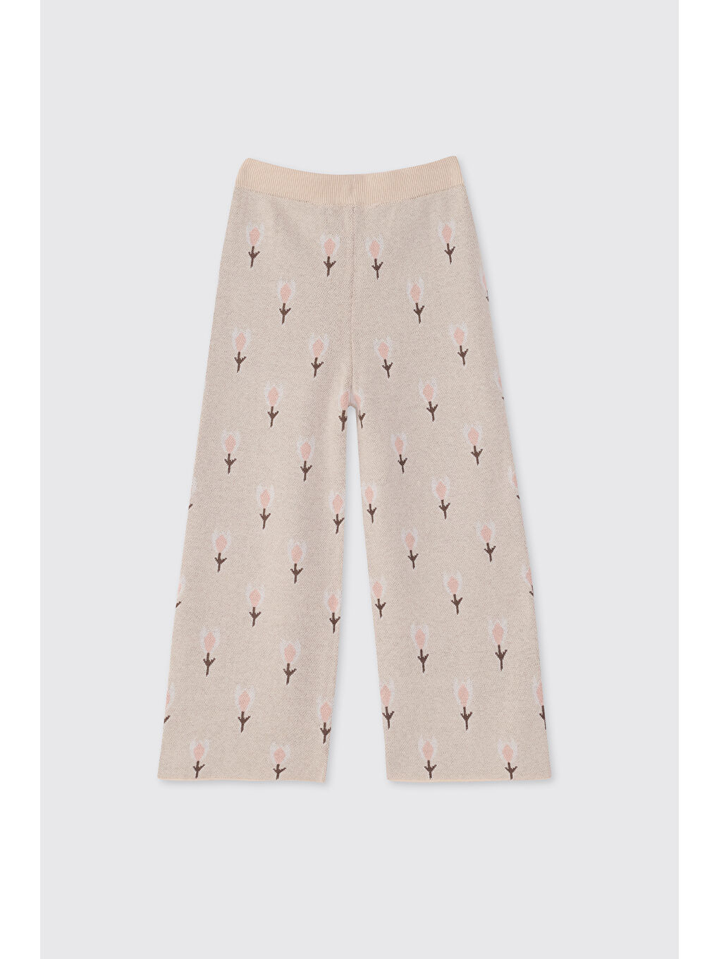 Kız Çocuk Beli Lastikli Bej 2'li Triko Takım-7