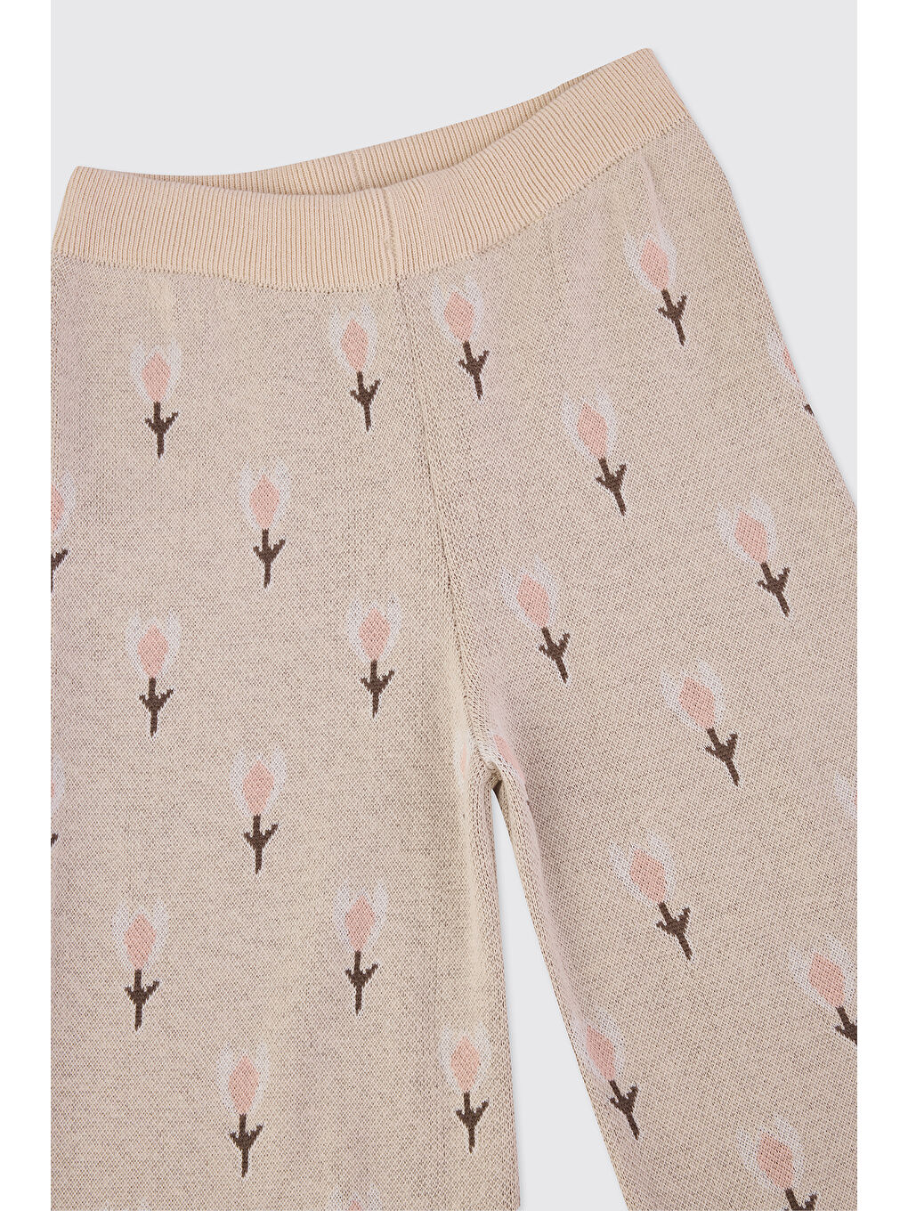 Kız Çocuk Beli Lastikli Bej 2'li Triko Takım-8