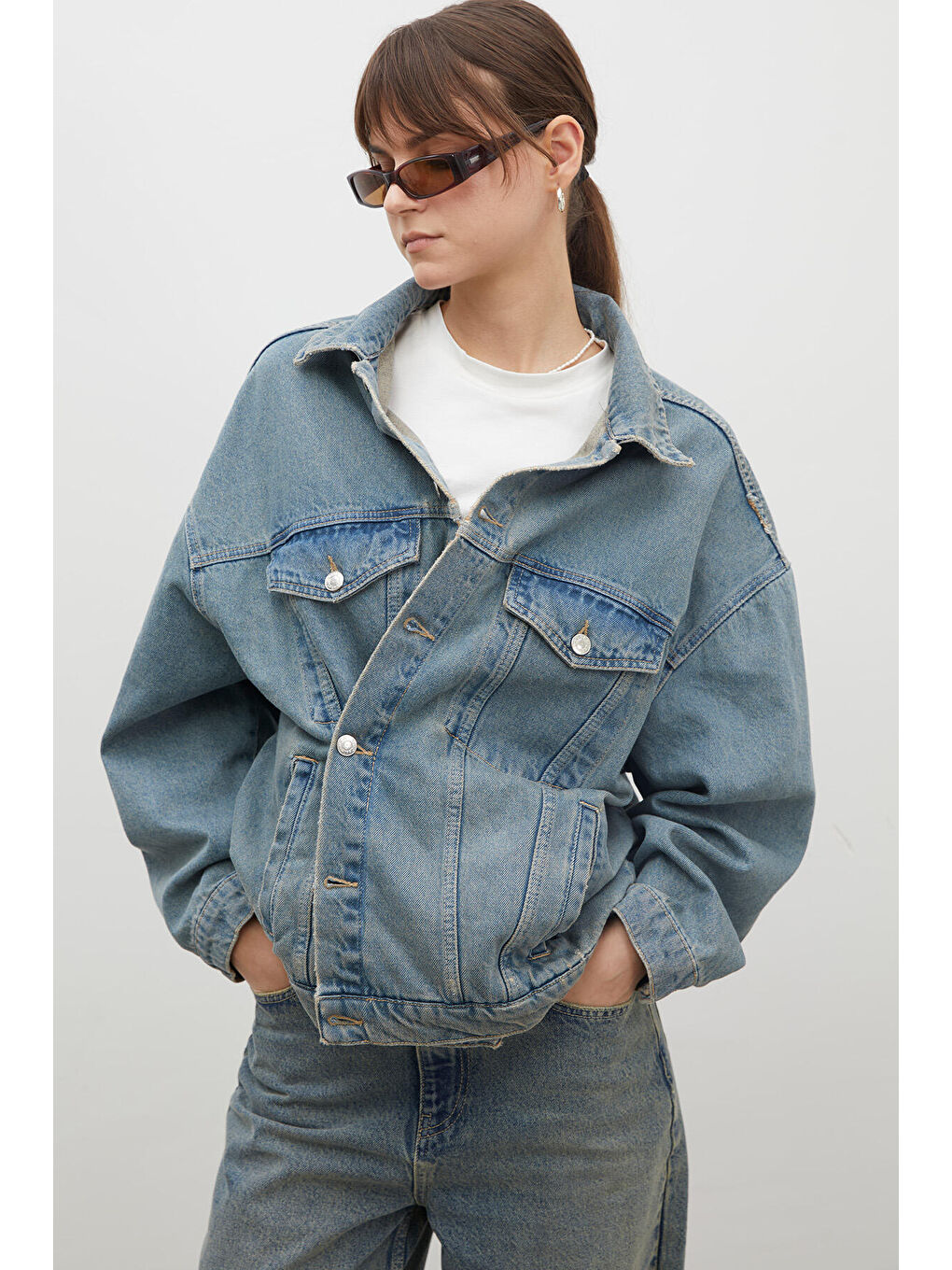 1975 Denim Ceket Koyu Mavi-3