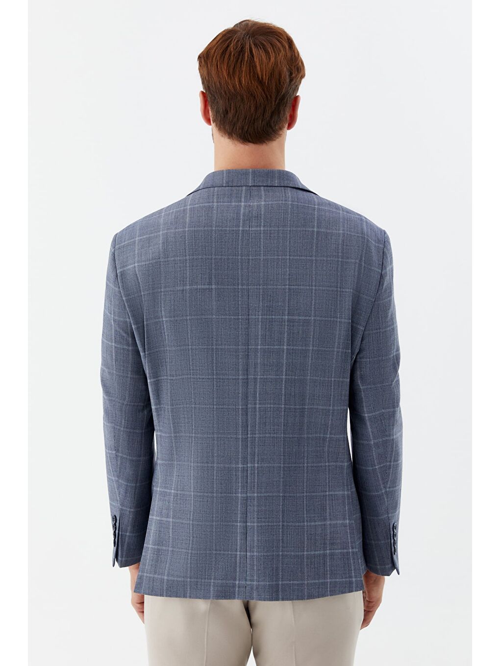 Erkek Mavi Normal Kesim Regular Fit Mono Yaka 4 Drop Blazer Ceket-4