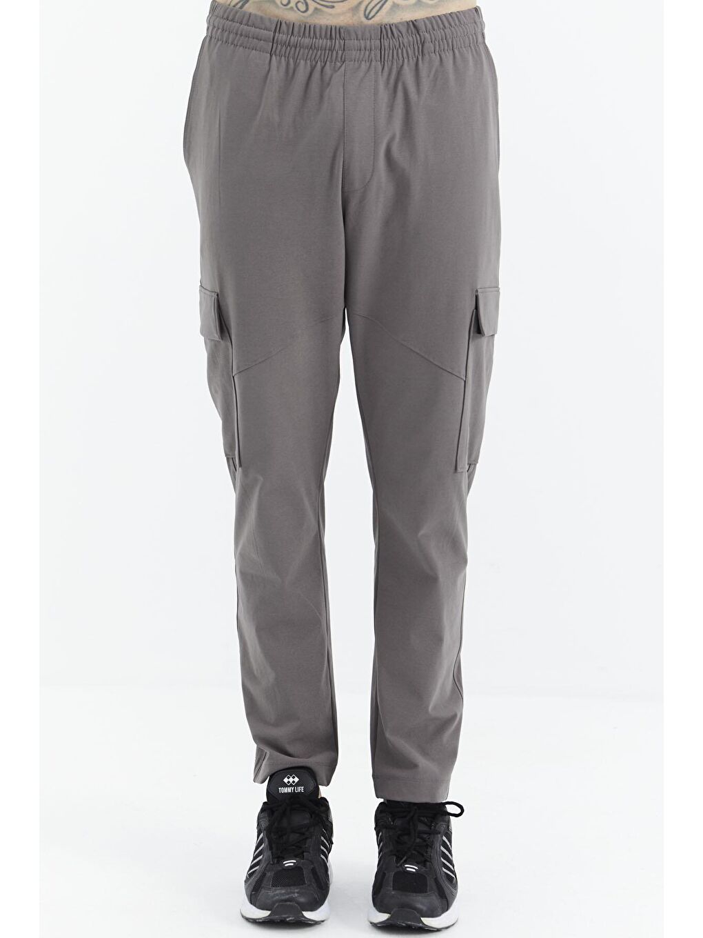 Koyu Gri Bağcıklı Cep Detaylı Rahat Kalıp Erkek Eşofman Alt - 84998