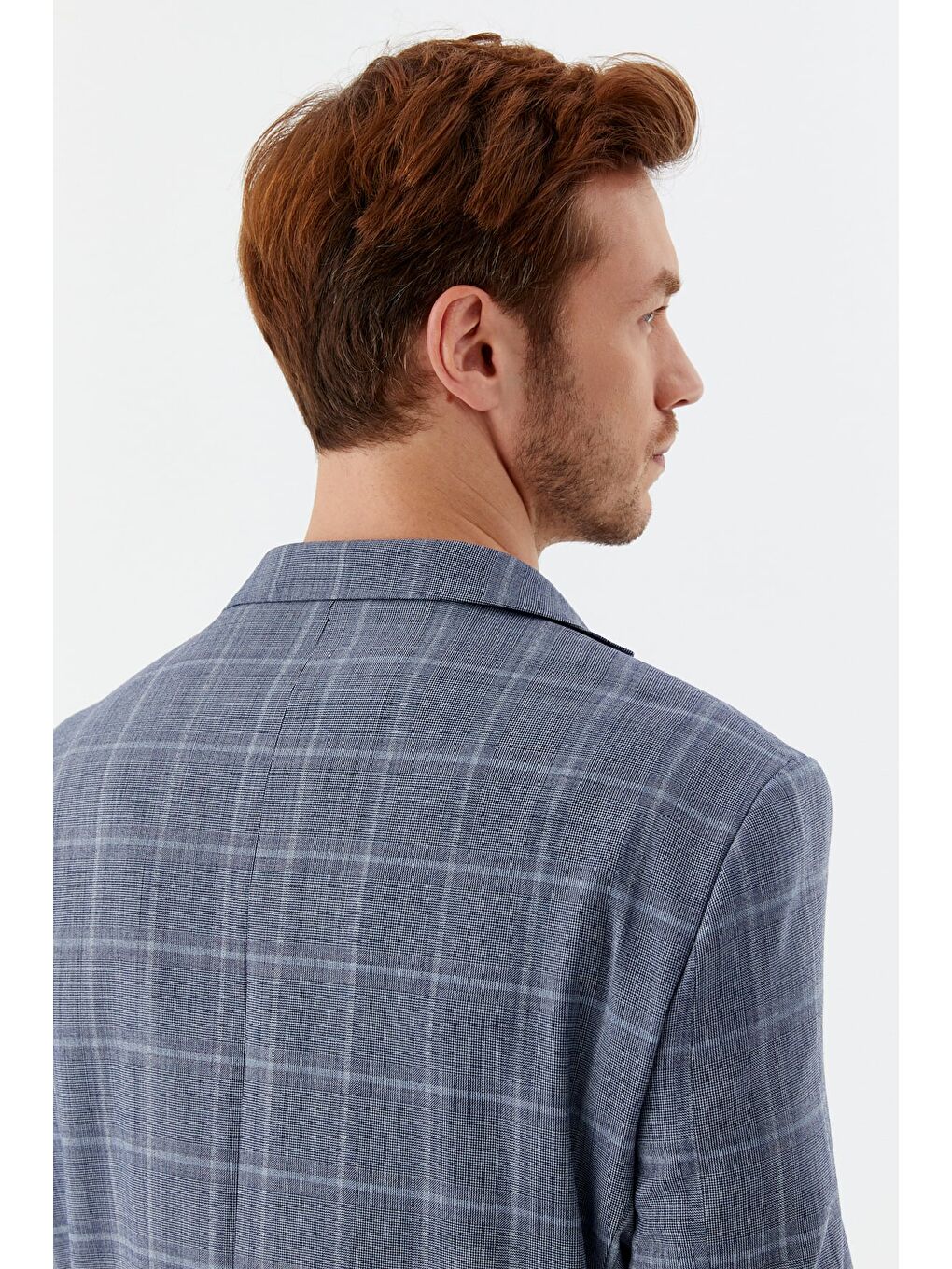 Erkek Mavi Normal Kesim Regular Fit Mono Yaka 4 Drop Blazer Ceket-5