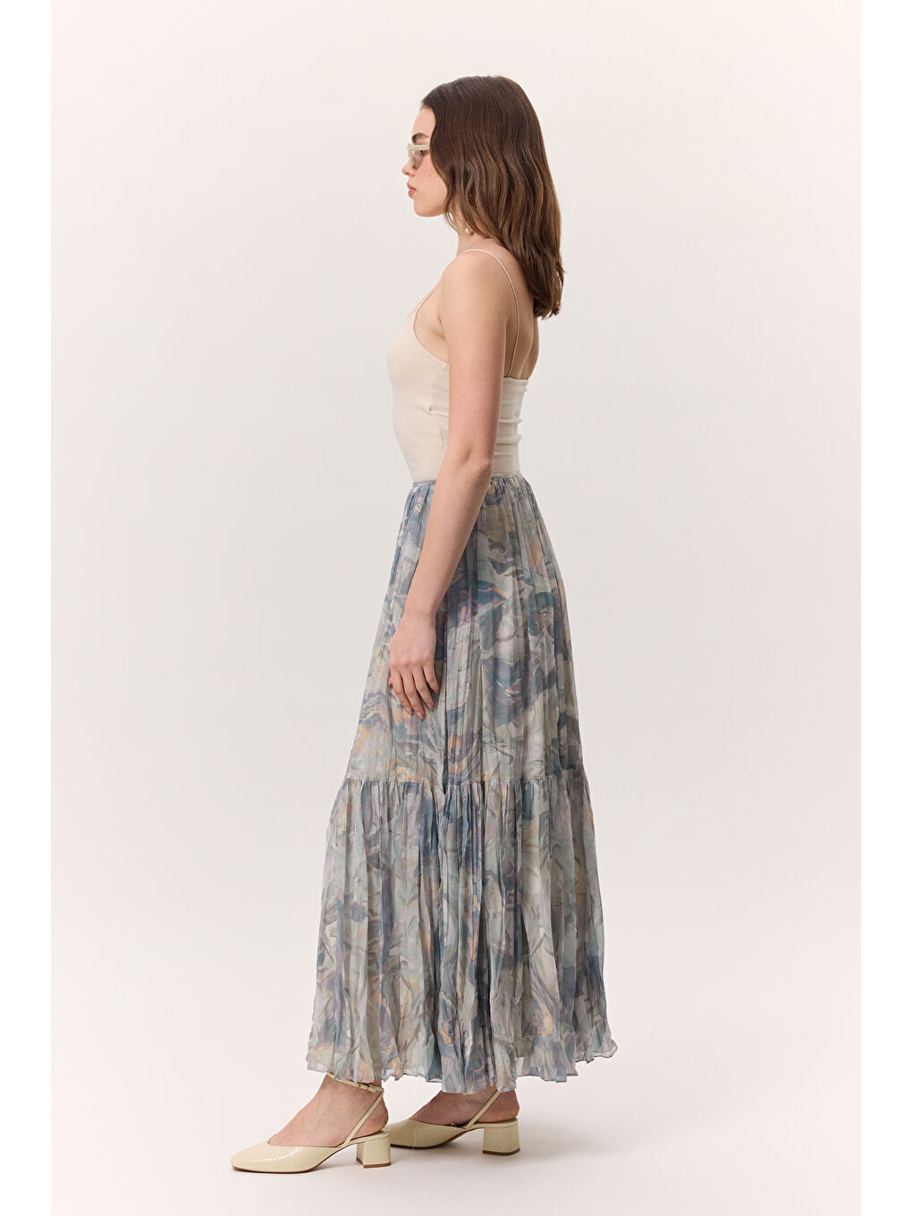 Desenli Crush Piliseli Etek Sophıa Mavi-5