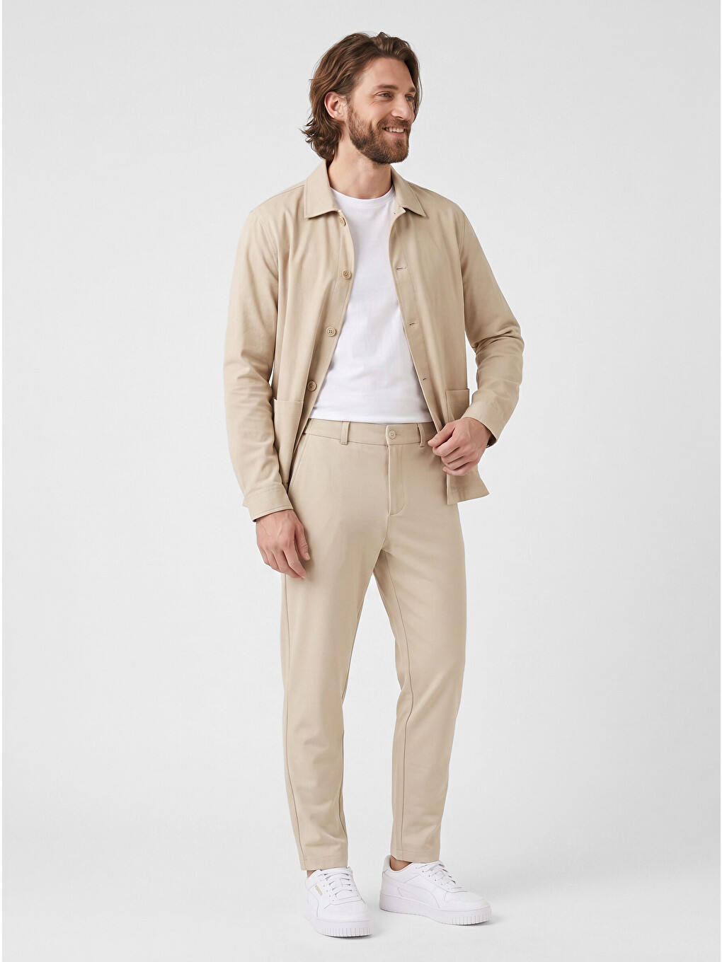 Spor Klasik Bej Kolay Ütülenebilir Easy Iron Erkek Pantolon-1
