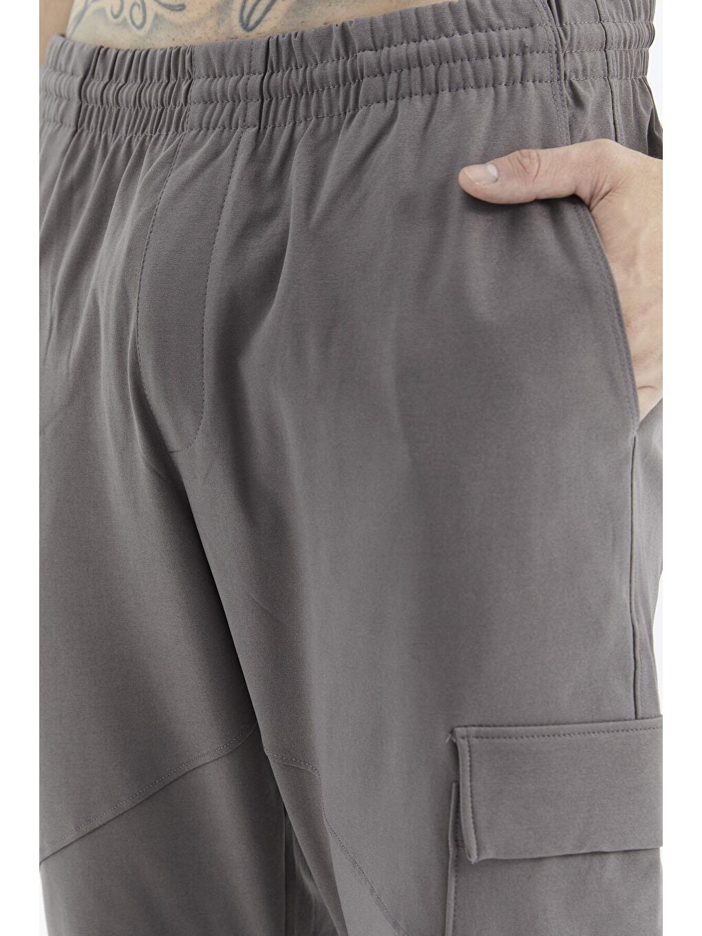 Koyu Gri Bağcıklı Cep Detaylı Rahat Kalıp Erkek Eşofman Alt - 84998-1