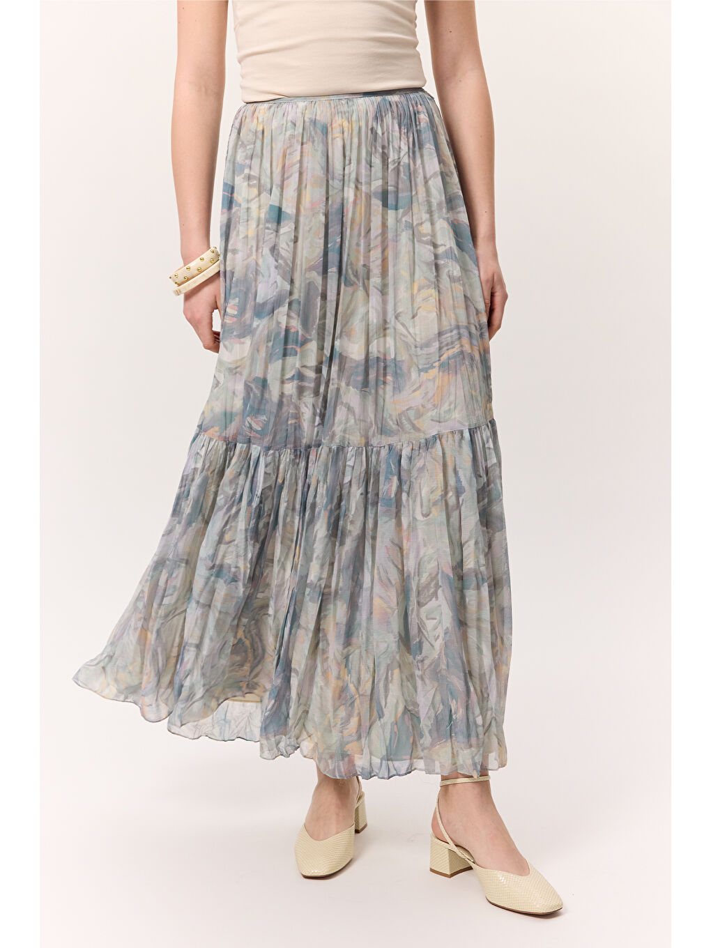 Desenli Crush Piliseli Etek Sophıa Mavi-6