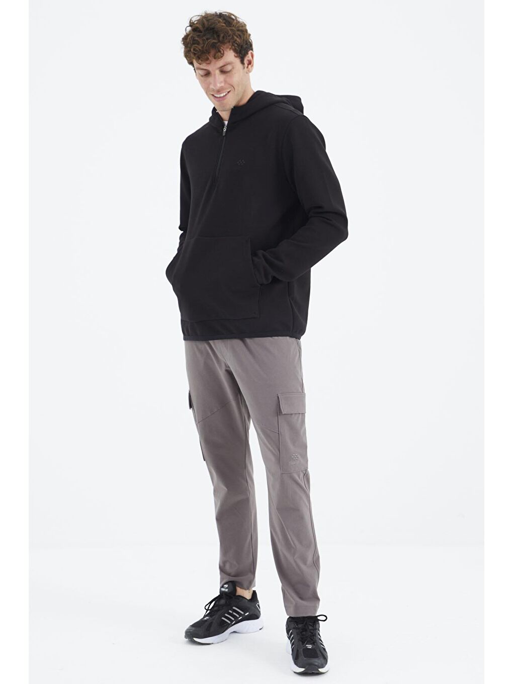 Koyu Gri Bağcıklı Cep Detaylı Rahat Kalıp Erkek Eşofman Alt - 84998-2