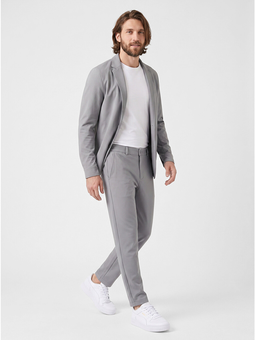 Spor Klasik Gri Kolay Ütülenebilir Easy Iron Erkek Pantolon-1