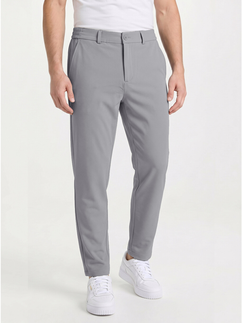 Spor Klasik Gri Kolay Ütülenebilir Easy Iron Erkek Pantolon-4