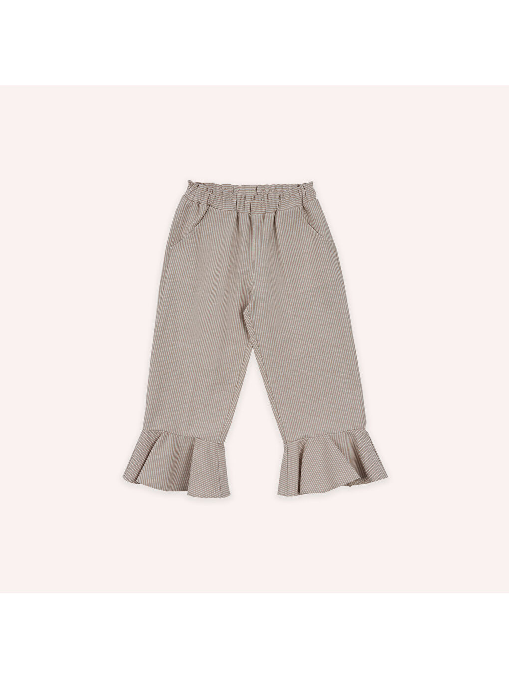 Kız Bebek Paçası Fırfır Detaylı Bej Pantolon-2