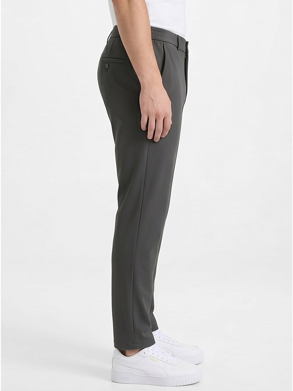 Gri Spor Klasik Füme Kolay Ütülenebilir Easy Iron Erkek Pantolon-3