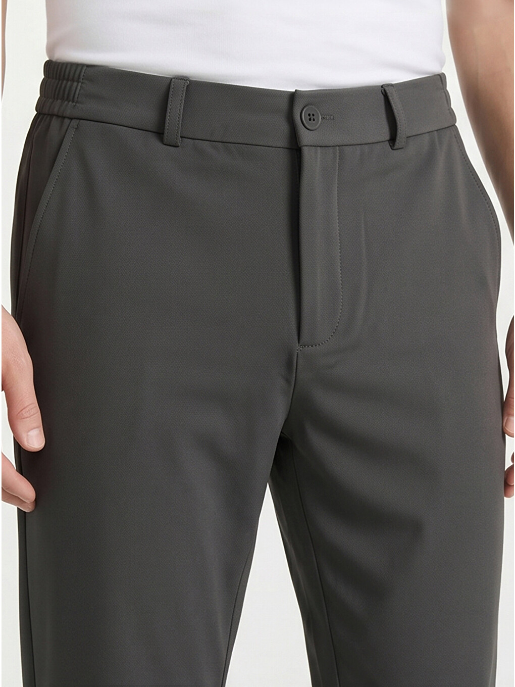 Gri Spor Klasik Füme Kolay Ütülenebilir Easy Iron Erkek Pantolon-4