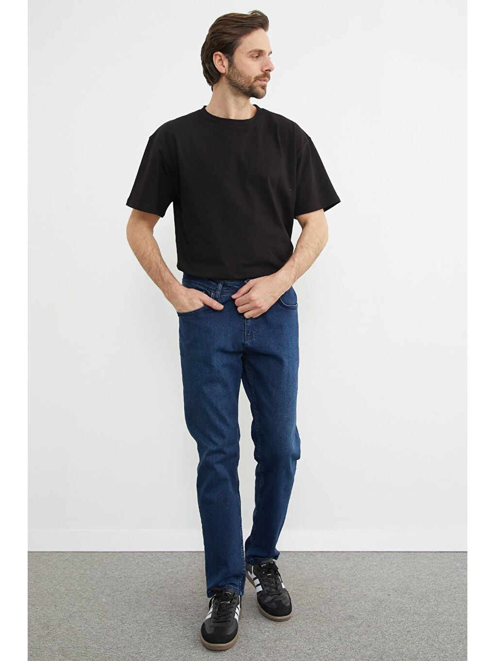 Lacivert Büyük Beden Regular Fit Jean-3