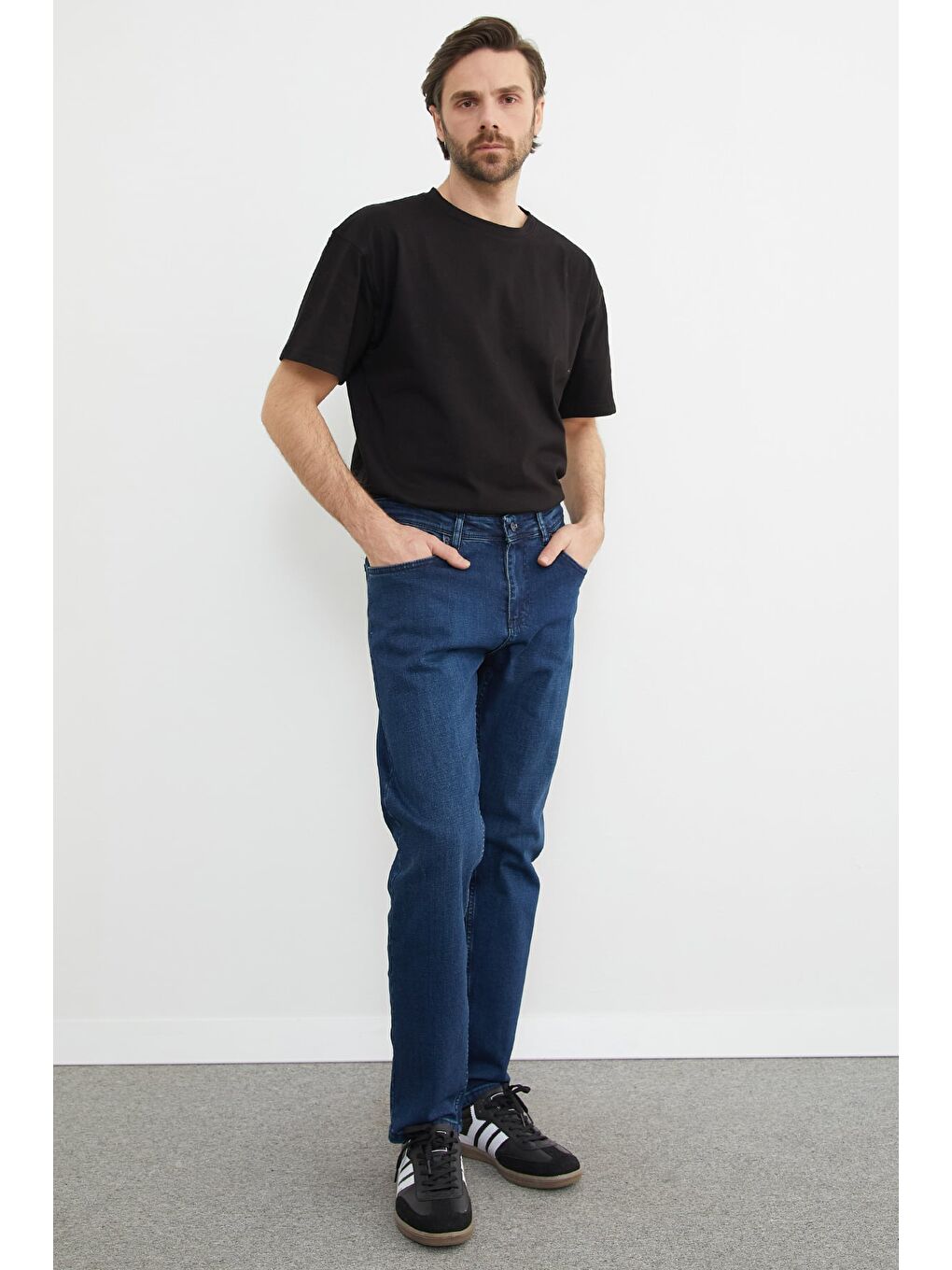 Lacivert Büyük Beden Regular Fit Jean-4