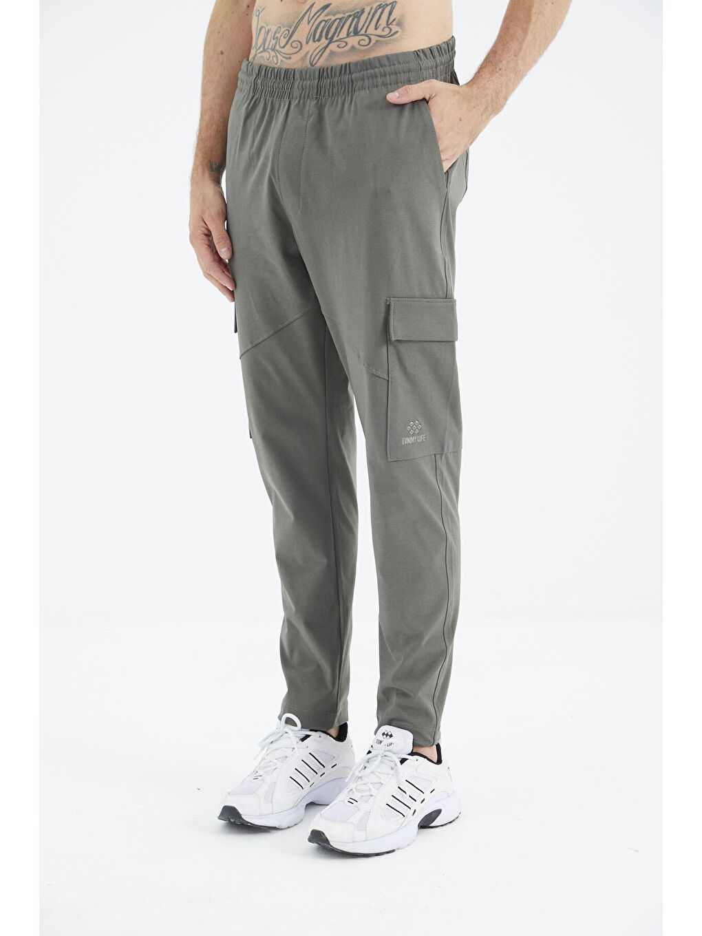 Haki Bağcıklı Cep Detaylı Rahat Kalıp Erkek Eşofman Alt - 84998-4