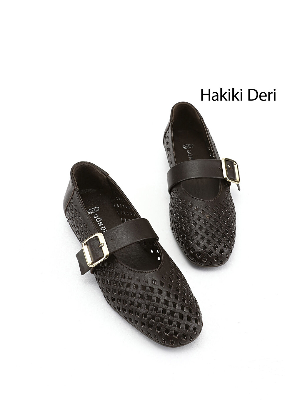 Kahverengi Kadın TÜTÜN KAHVE Baskılı Hakiki Deri Babet