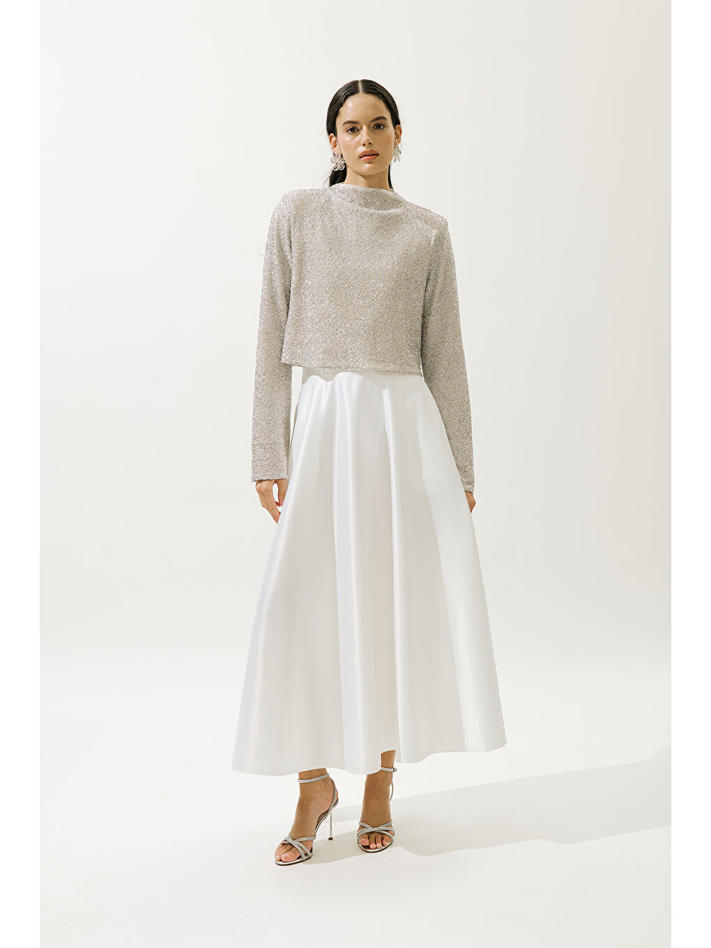 Bej Işıltılı Uzun Kol Bluz Nude-1