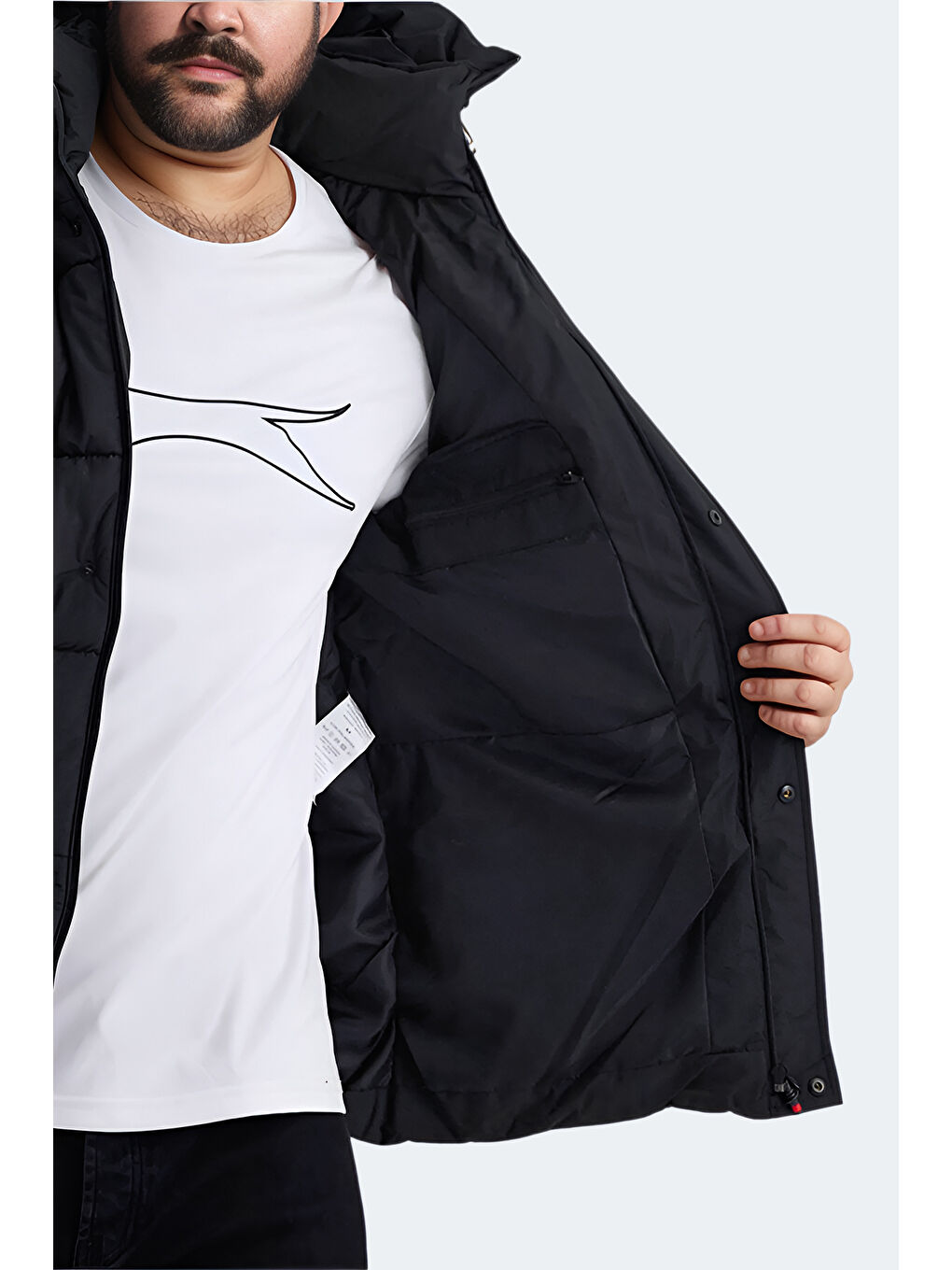 GAFAR  Erkek Mont  Büyük Beden Şişme Mont Siyah-4