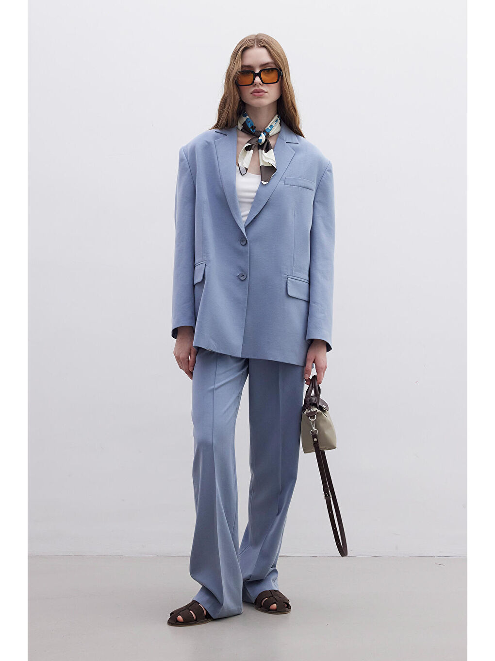 Oversize Naturel Blazer Ceket İndigo-2