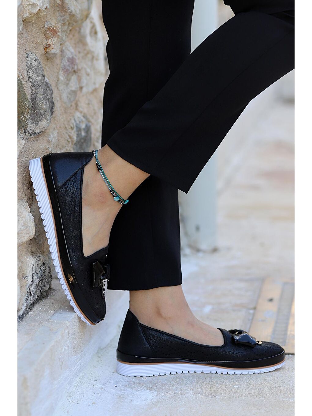 Siyah Kadın Günlük Babet Ayakkabı Cns 1016-1