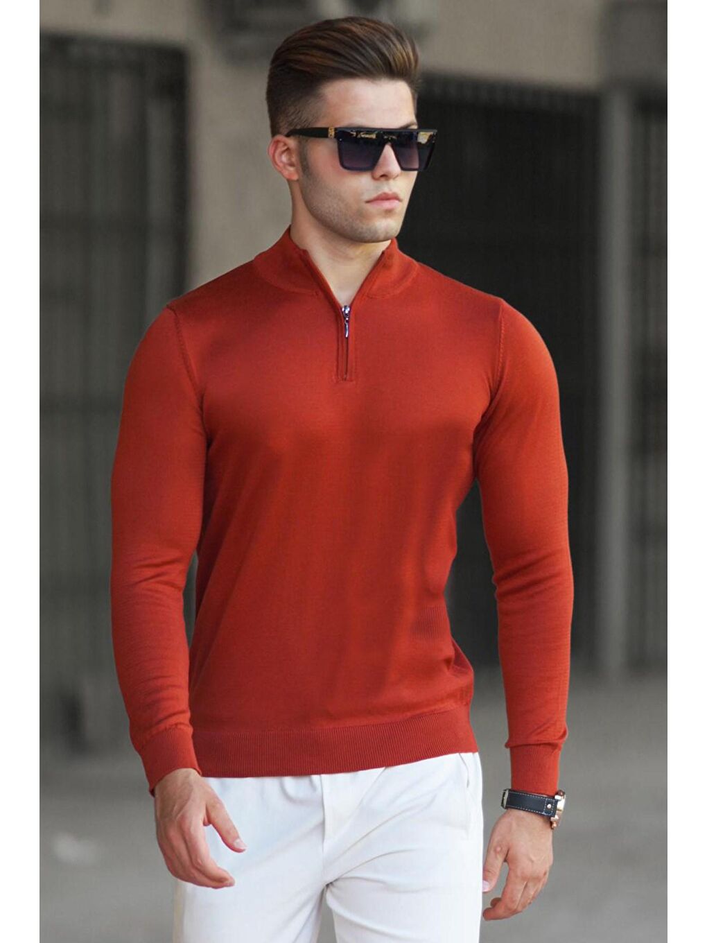 Kahverengi Kiremit Erkek Kazak 5176