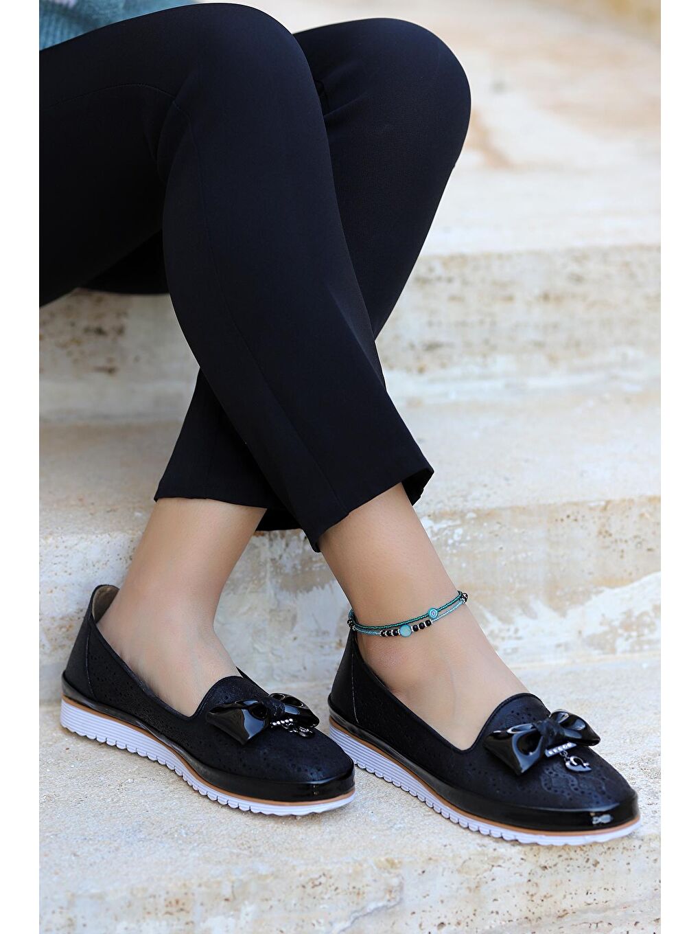 Siyah Kadın Günlük Babet Ayakkabı Cns 1016-2