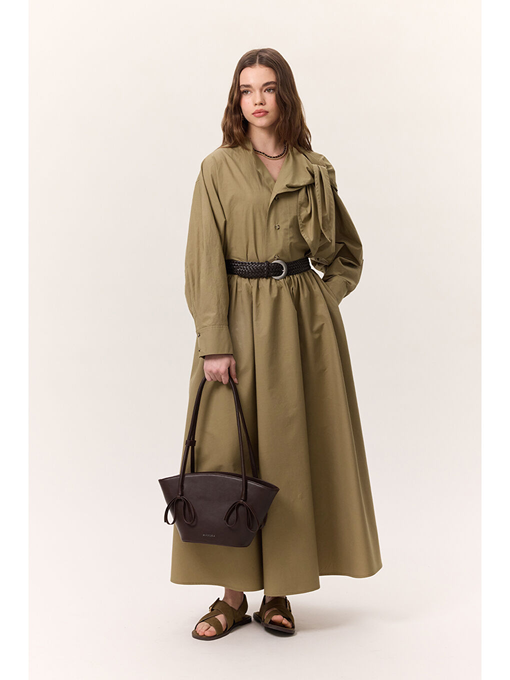 Volanlı Premıum Etek Haki