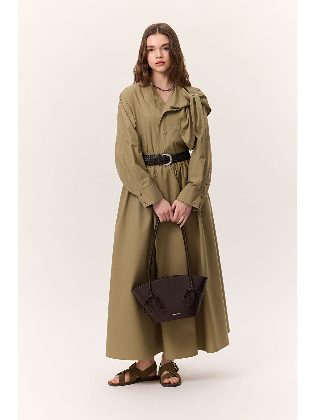 Volanlı Premıum Etek Haki-1