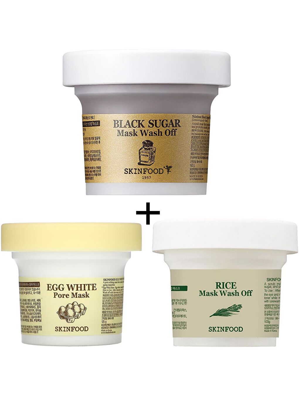 Skin Food Şeffaf Egg White Pore + Rice + Black Sugar Mask 3'LÜ SET