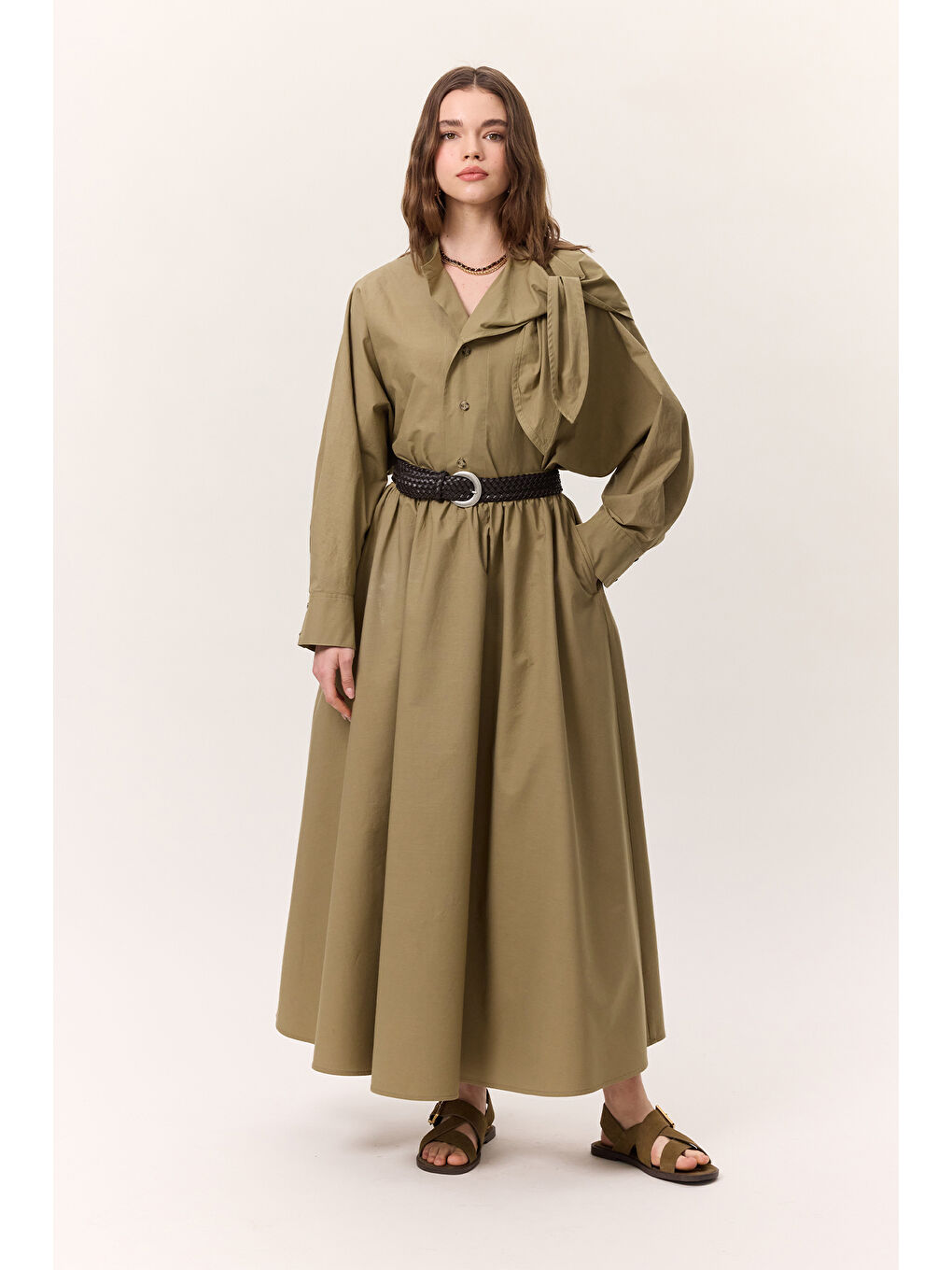 Volanlı Premıum Etek Haki-2