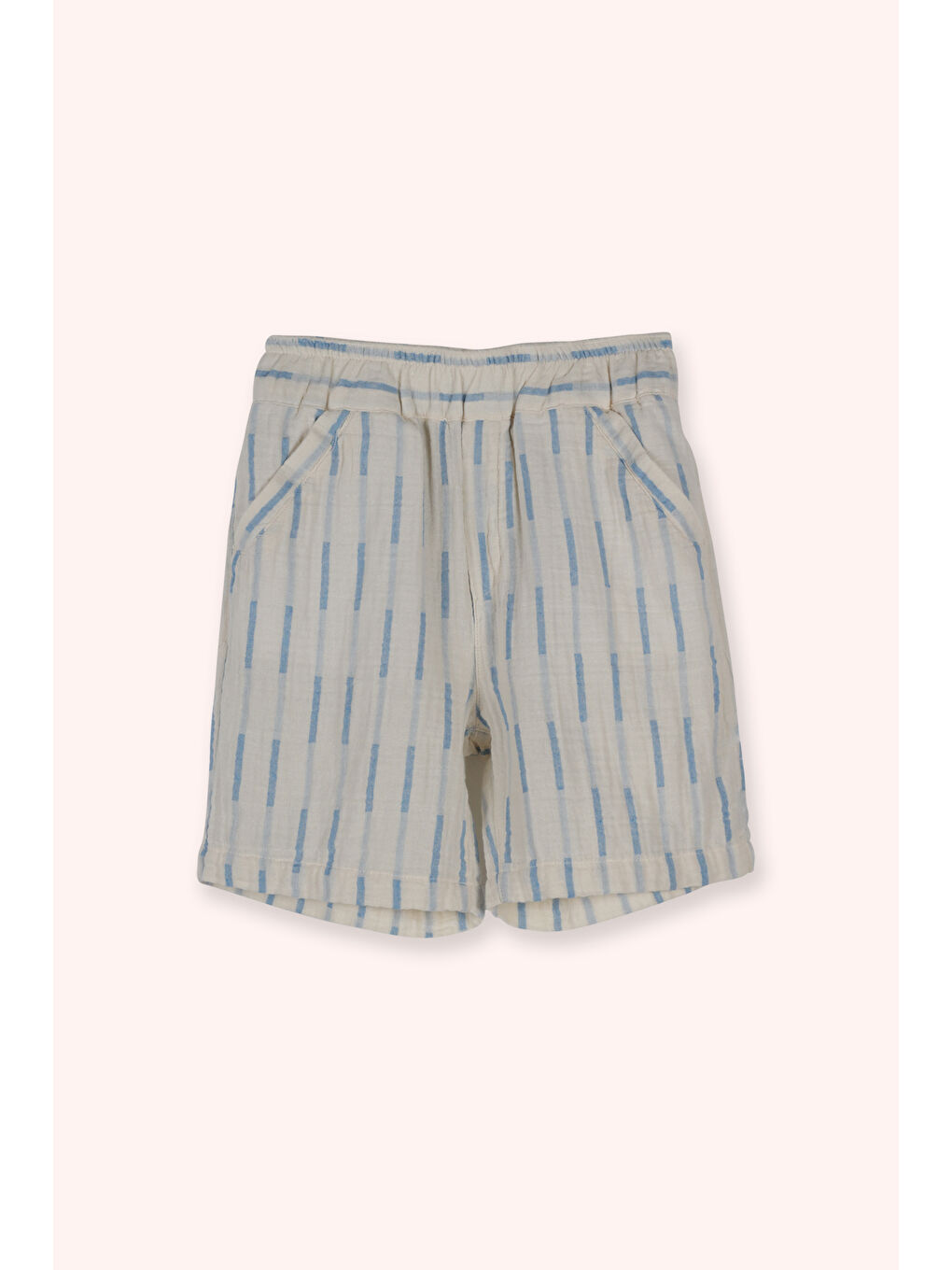 Erkek Çocuk Çizgi Desenli Bej Şort