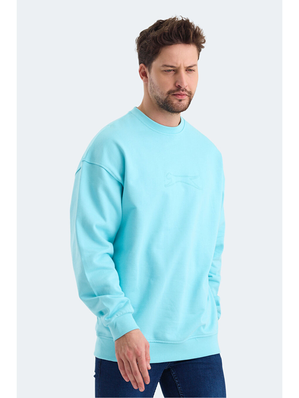 VADIK Oversize Erkek Turkuaz Sweatshirt-2