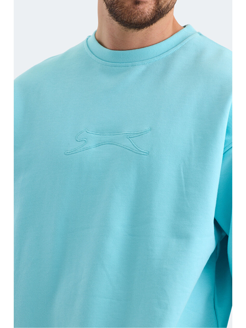 VADIK Oversize Erkek Turkuaz Sweatshirt-4