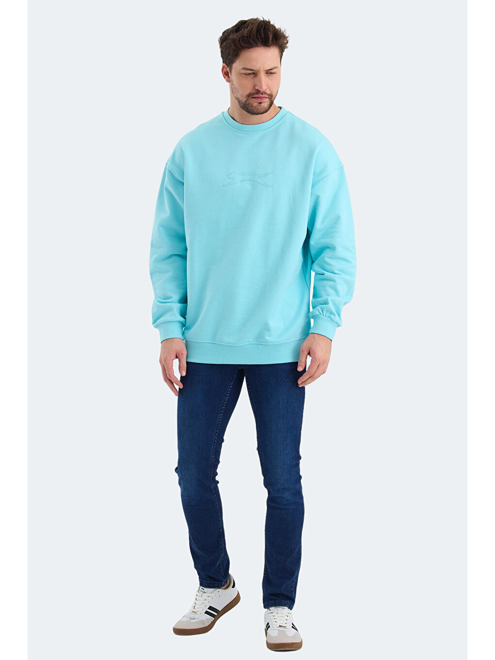 VADIK Oversize Erkek Turkuaz Sweatshirt-6