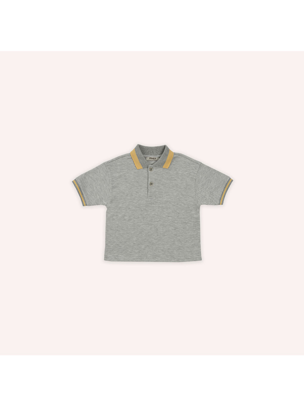 Erkek Bebek Gri-Melanj Yakalı Kısa Kollu Tişört