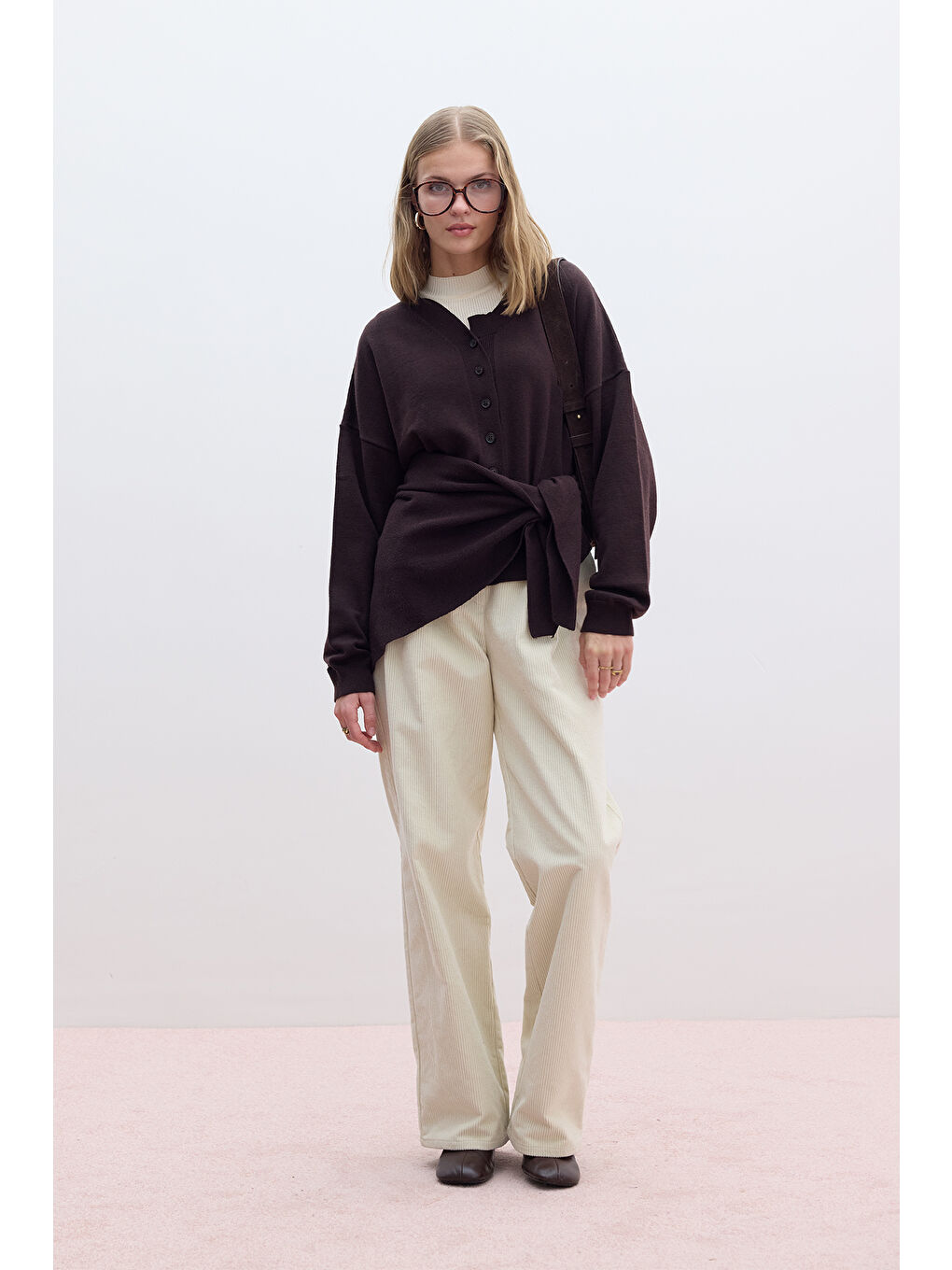 Bej Fitilli Kadife Straıght Fit Pantolon Vanilya-1