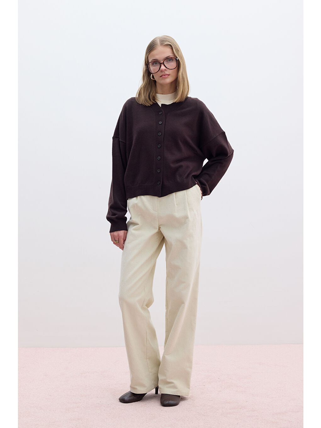 Bej Fitilli Kadife Straıght Fit Pantolon Vanilya-2