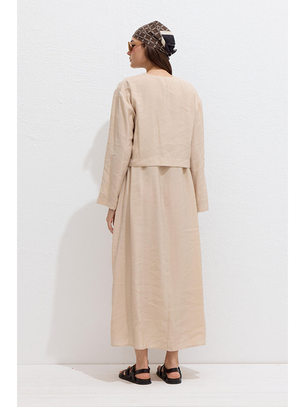 Modal Düğmeli Bluz Bej-3