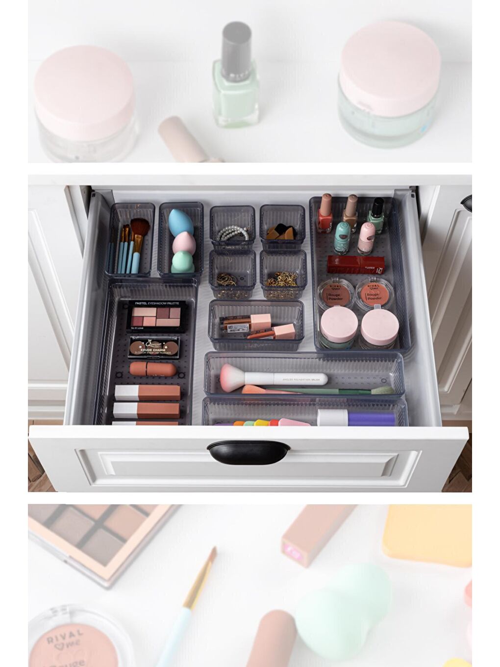 36 Parça Mega Set Modüler Makyaj Organizer - Takı Aksesuar Düzenleyici Set Siyah-3