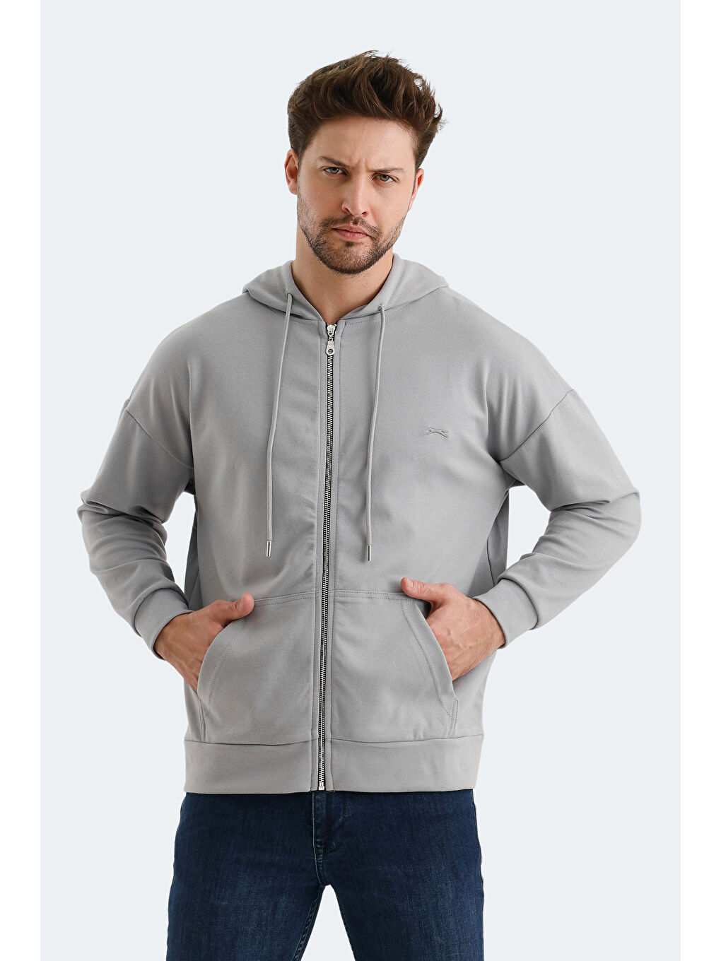 VALTER Erkek Fermuarlı Sweatshirt Gri-2