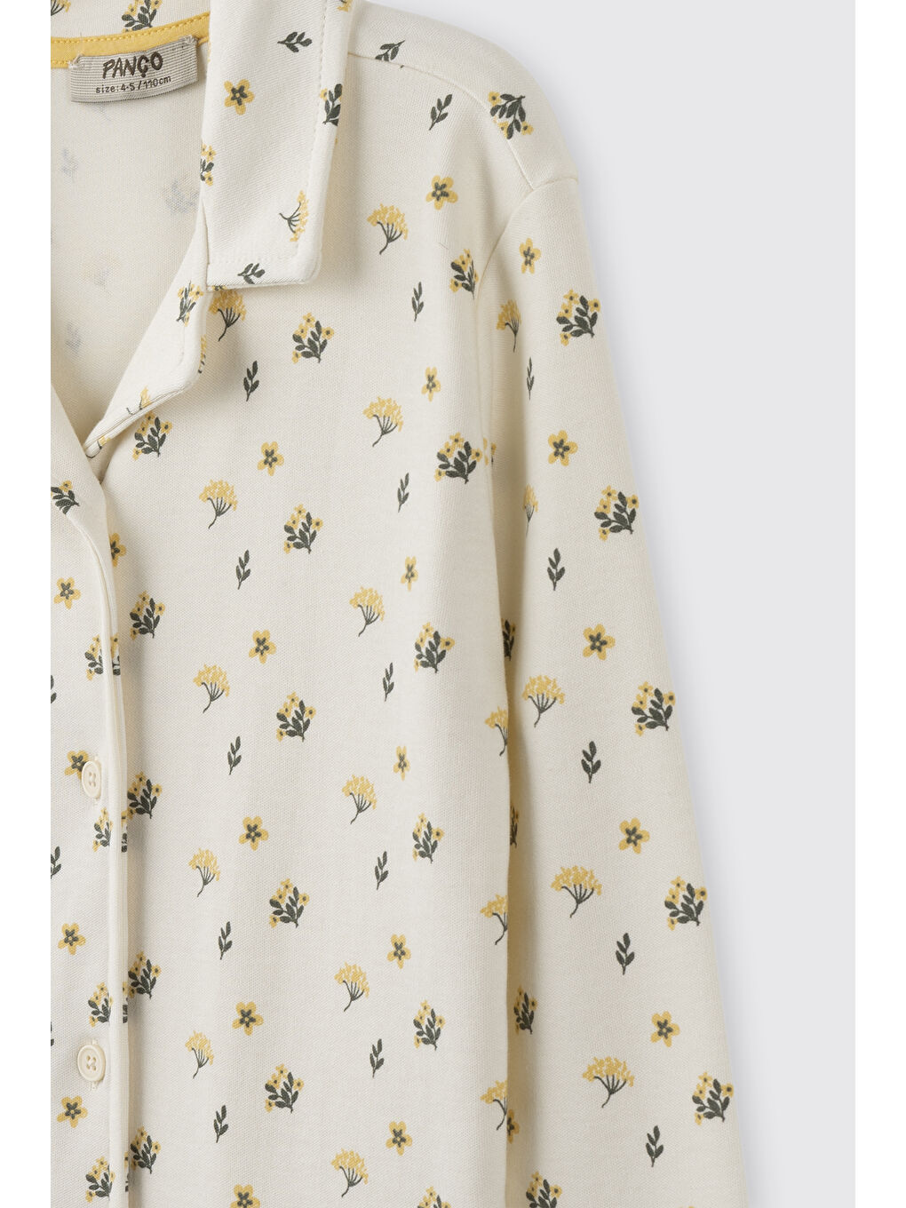 Kız Çocuk Çiçek Desenli Ekru Pijama Takımı-3