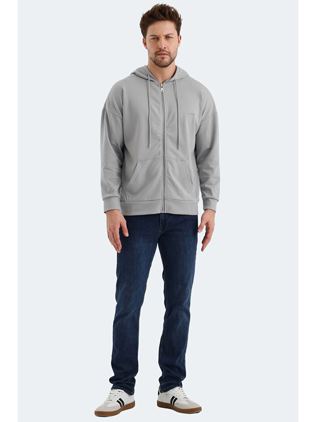 VALTER Erkek Fermuarlı Sweatshirt Gri-6