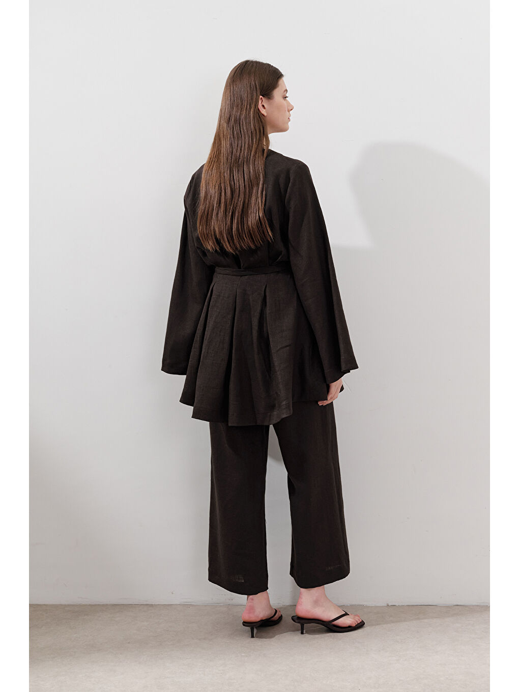 Kahverengi Keten Pensli Tunik Acı Kahve-5