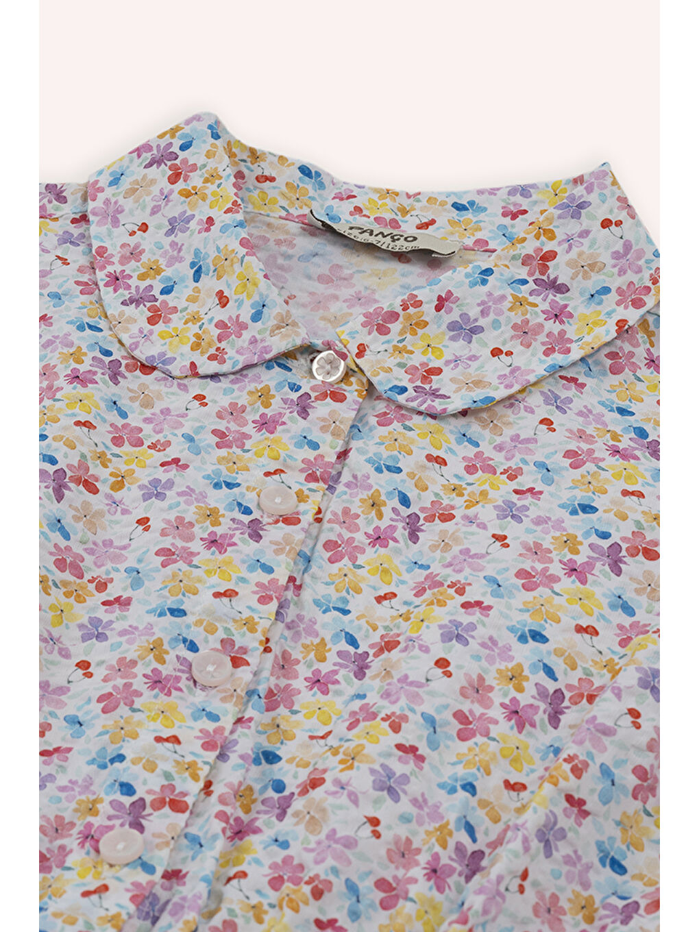 Kız Çocuk Pembe Çiçek Desenli Elbise-2