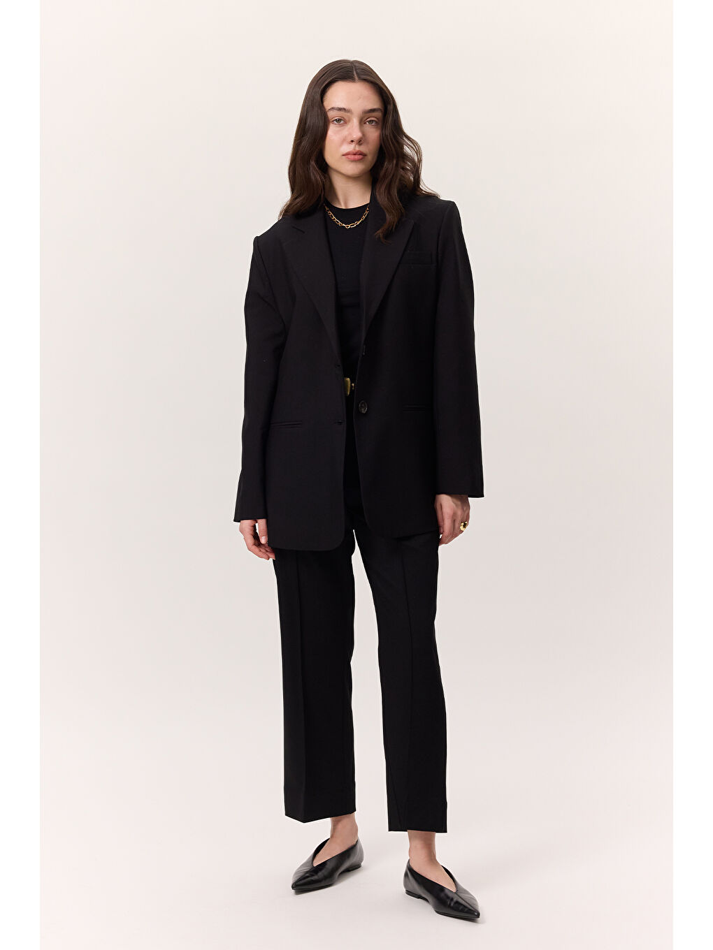 Çima Dikişli Kumaş Pantolon Siyah