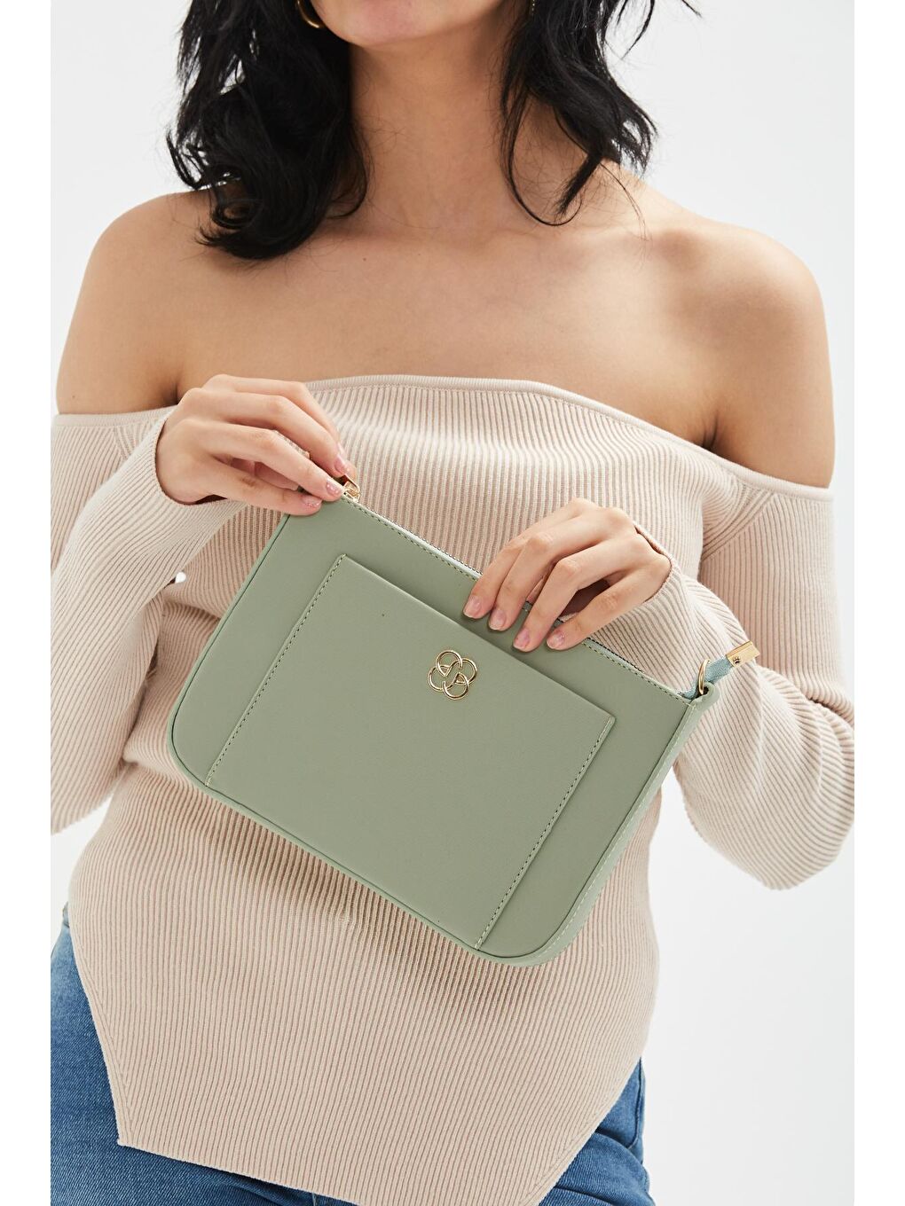 Clutch Rosa Kadın Çapraz Çanta Mint Yeşil
