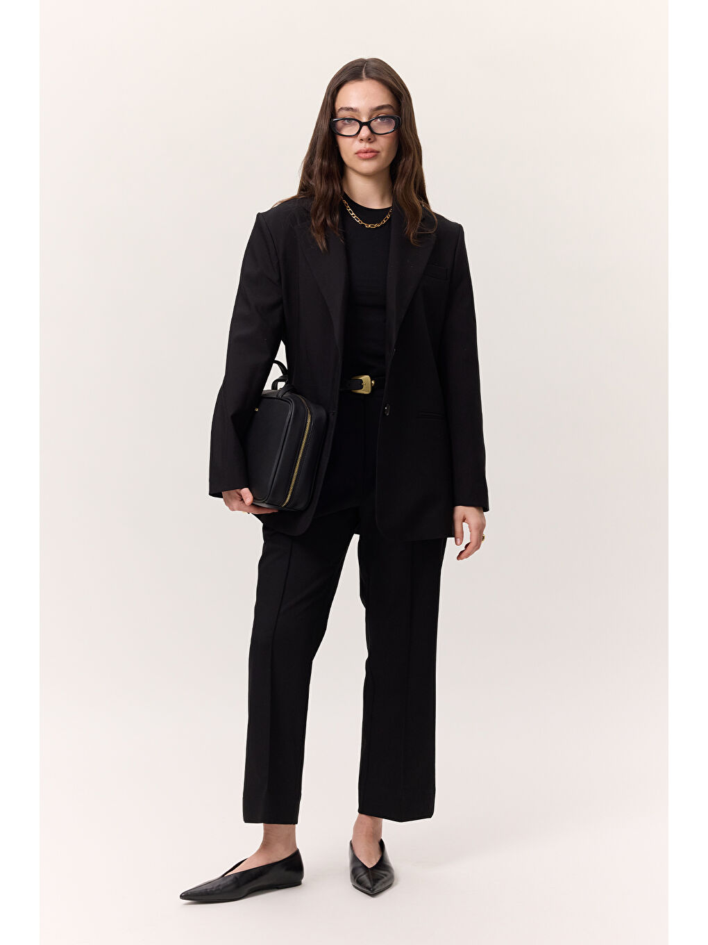 Çima Dikişli Kumaş Pantolon Siyah-2